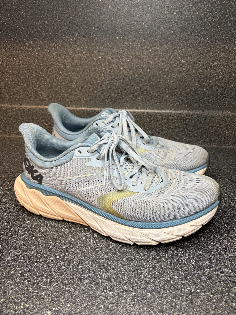 Hoka Women's Pale Blue & Light Yellow Cushioned Running Sneakers